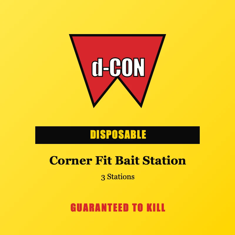 d-CON Disposable Corner Fit Mouse Poison Bait Station, 3 bait stations, tamper-proof design