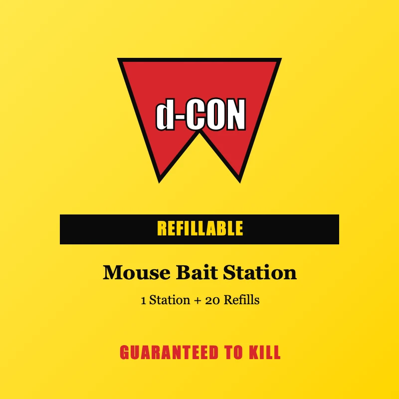 D-Con Refillable Mouse Bait Station with 1 station plus 20 bait refills for long-term rodent control